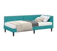 vidaXL Estructura de Cama Esquina con Colchón 2 pcs Tuquesa Terciopelo, Marco de Cama Rectangular contemporáneo, Material Transpirable, diseño esquinero, Plataforma Que Ahorra Espacio, Muebles para v