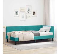 vidaXL Estructura de Cama Esquina con Colchón 2 pcs Tuquesa Terciopelo, Marco de Cama Rectangular contemporáneo, Material Transpirable, diseño esquinero, Plataforma Que Ahorra Espacio, Muebles para v