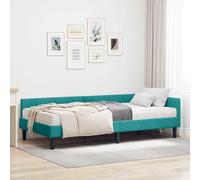 vidaXL Estructura de Cama Esquina con Colchón 2 pcs Tuquesa Terciopelo, Renueva tu Dormitorio, Marco de Cama de Terciopelo, cabecero Ajustable, colchón de Espuma, diseño ahorrador de Espacio