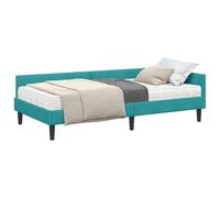 vidaXL Estructura de Cama Esquina con Colchón 2 pcs Tuquesa Terciopelo, Renueva tu Dormitorio, Marco de Cama de Terciopelo, cabecero Ajustable, colchón de Espuma, diseño ahorrador de Espacio