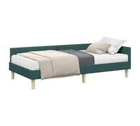vidaXL Estructura de cama esquinera elegante con colchón 2 pcs Verde tela, transpirable