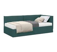 vidaXL Estructura de Cama Esquina con Colchón 2 pcs Verde Terciopelo,