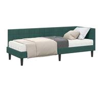 vidaXL Estructura de Cama Esquina con Colchón 2 pcs Verde Terciopelo,