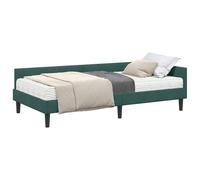 vidaXL Estructura de Cama Esquina con Colchón 2 pcs Verde Terciopelo, Cama Moderna de Terciopelo Rectangular, cabecero Ajustable, diseño Resistente, Material Transpirable, Comodidad al Dormir