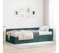vidaXL Estructura de Cama Esquina con Colchón 2 pcs Verde Terciopelo, Marco de Cama en Esquina Elegante, diseño de Terciopelo contemporáneo, Duradero y ergonómico, Plataforma Que Ahorra Espacio para