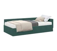 vidaXL Estructura de Cama Esquina con Colchón 2 pcs Verde Terciopelo, Marco de Cama en Esquina Elegante, diseño de Terciopelo contemporáneo, Duradero y ergonómico, Plataforma Que Ahorra Espacio para