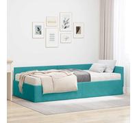 vidaXL Estructura de Cama Esquina con Colchón 2 pcs Verde Terciopelo, Marco de Cama en Esquina Elegante, diseño de Terciopelo contemporáneo, Duradero y ergonómico, Plataforma Que Ahorra Espacio para