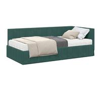vidaXL Estructura de Cama Esquina con Colchón 2 pcs Verde Terciopelo, Marco de Cama Moderno, diseño Minimalista, Estructura Robusta, Base de colchón Rectangular, una opción Clave para el Dormitorio