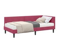 vidaXL Estructura de Cama Esquina con Colchón 2 pcs Verde Terciopelo, Marco de Cama Rectangular contemporáneo, Material Transpirable, diseño esquinero, Plataforma Que Ahorra Espacio, Muebles para Vid