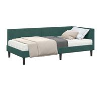 vidaXL Estructura de Cama Esquina con Colchón 2 pcs Verde Terciopelo, Marco de Cama Rectangular contemporáneo, Material Transpirable, diseño esquinero, Plataforma Que Ahorra Espacio, Muebles para Vid