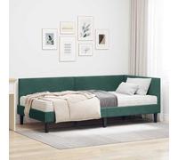 vidaXL Estructura de Cama Esquina con Colchón 2 pcs Verde Terciopelo, Marco de Cama Rectangular contemporáneo, Material Transpirable, diseño esquinero, Plataforma Que Ahorra Espacio, Muebles para Vid