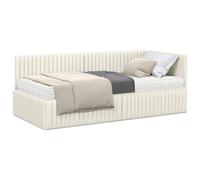 vidaXL Estructura de Cama Esquina con Colchón 2 uds. Crema Terciopelo