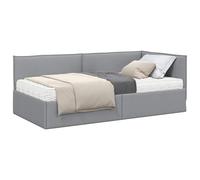 vidaXL Estructura de cama esquina con colchón Manual, 2 piezas, Gris claro