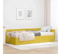 vidaXL Estructura de Cama Esquina con Colchón Otro 2 pcs Amarillo, Marco de Cama en Esquina Elegante, diseño de Terciopelo contemporáneo, Duradero y ergonómico, Plataforma Que Ahorra Espacio para rel