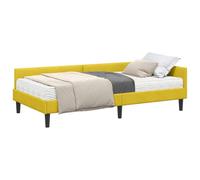 vidaXL Estructura de Cama Esquina con Colchón Otro 2 pcs Amarillo, Renueva tu Dormitorio, Marco de Cama de Terciopelo, cabecero Ajustable, colchón de Espuma, diseño ahorrador de Espacio