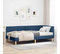 vidaXL Estructura de Cama Esquina con Colchón Otro 2 pcs Azul Tela, Muebles de Dormitorio Modernos, Marco de Cama de Plataforma Rectangular, Tela Duradera, Material Transpirable, cabecero Ajustable,