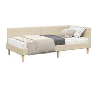 vidaXL Estructura de cama esquina con colchón 2 piezas crema tela – plataforma, cabecero ajustable