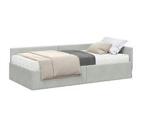 vidaXL Estructura de Cama Esquina con Colchón Otro 2 pcs Gris Claro, Marco de Cama en Esquina Elegante, diseño de Terciopelo contemporáneo, Duradero y ergonómico, Plataforma Que Ahorra Espacio para r