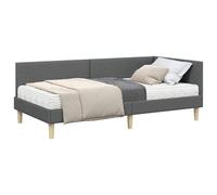vidaXL Estructura de Cama Esquina con Colchón Otro 2 pcs Gris Tela, Muebles de Dormitorio Modernos, Marco de Cama de Plataforma Rectangular, Tela Duradera, Material Transpirable, cabecero Ajustable,