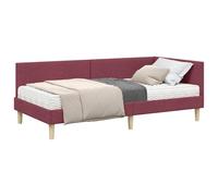 vidaXL Estructura de Cama Esquina con Colchón Otro 2 pcs Gris Tela, Muebles de Dormitorio Modernos, Marco de Cama de Plataforma Rectangular, Tela Duradera, Material Transpirable, cabecero Ajustable,