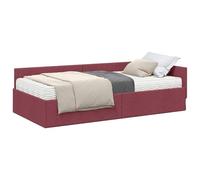 vidaXL Estructura de Cama Esquina con Colchón Otro 2 pcs Rojo Tela, Marcos de Cama rectangulares Modernos y duraderos para el Dormitorio, Plataforma de Descanso asequible, cabecero montado en la Pare