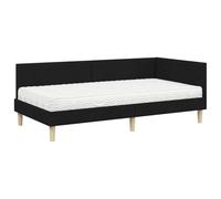 vidaXL Estructura de cama esquina con colchón 2 piezas, tela verde, cabecero ajustable