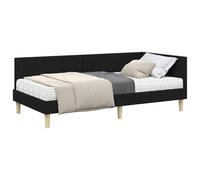 vidaXL Estructura de cama esquina con colchón 2 piezas, verde tela, cabecero ajustable