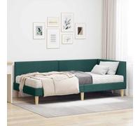 vidaXL Estructura de Cama Esquina con Colchón Otro 2 pcs Verde Tela, Muebles de Dormitorio Modernos, Marco de Cama de Plataforma Rectangular, Tela Duradera, Material Transpirable, cabecero Ajustable,