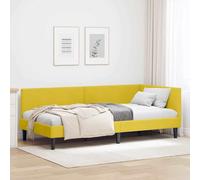 vidaXL Estructura de cama esquinera de terciopelo para dormitorio, diseño moderno, de madera de ingeniería, cabecero ajustable, sencillo y elegante