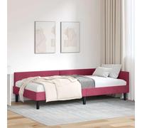 vidaXL Estructura de Cama Esquinera Manual Rojo Vino Tinto 80 x 200 cm, Cama Moderna y Elegante, Material Transpirable, diseño Simple, Estructura Fuerte, Mueble Rectangular