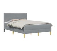 vidaXL Estructura de Cama Gris Claro 140 x 190 cm Poliéster, Dormitorio, Marco de Cama Moderno con cabecero de Pared, Soporte sólido para Dormir, eficiente en Espacio, tapicería de Tela Suave