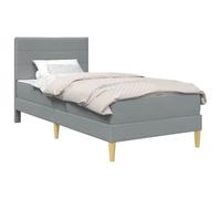 vidaXL Estructura de Cama Gris Claro 80 x 200 cm Poliéster, Dormitorio, Marco de Cama Moderno con cabecero de Pared, Soporte sólido para Dormir, eficiente en Espacio, tapicería de Tela Suave