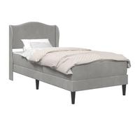 vidaXL Estructura de Cama Gris Claro 90 x 190 cm Terciopelo, Cama Moderna de Terciopelo cómoda para el Dormitorio, Mueble práctico con cabecero y láminas de contrachapado