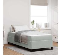 vidaXL Estructura de Cama Gris Claro, Gris y Blanco 90 x 200 cm, Marco de Cama Elegante, diseño Moderno, Soporte Resistente, colchón de Espuma Rectangular, Mueble cómodo para el Dormitorio