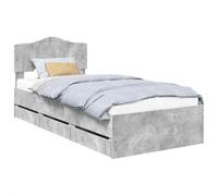vidaXL Estructura de Cama Gris Concreto 100 x 200 cm Madera Ingenieril, Dormitorio, Rectangular, Diseño Moderno para Espacios Elegantes, con Soluciones de Almacenamiento Integradas, Paleta de Colores