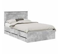 vidaXL Estructura de Cama Gris Concreto 120 x 190 cm Madera Ingenieril, Cama Rectangular Moderna, Muebles estilosos, Almacenamiento práctico, diseño Minimalista en Madera