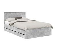 vidaXL Estructura de Cama Gris Concreto 135 x 190 cm Madera Ingenieril, Cama Moderna, Marco Rectangular, almacén Oculto, Simple, Muebles Interiores, decoración de Dormitorio, Estilo Minimalista