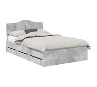 vidaXL Estructura de Cama Gris Concreto 135 x 190 cm Madera Ingenieril, Dormitorio, Rectangular, Diseño Moderno para Espacios Elegantes, con Soluciones de Almacenamiento Integradas, Paleta de Colores