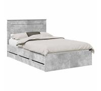 vidaXL Estructura de Cama Gris Concreto 135 x 190 cm Madera Ingenieril, Dormitorio, Rectangular, Diseño Moderno, Muebles Elegantes, Colores neutros, Consejos para optimizar el Espacio, Artículos de d