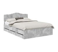vidaXL Estructura de Cama Gris Concreto 140 x 200 cm Madera Ingenieril, Dormitorio, Rectangular, Diseño Moderno para Espacios Elegantes, con Soluciones de Almacenamiento Integradas, Paleta de Colores
