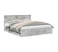 vidaXL Estructura de cama Cama moderna 180 x 200 cm Gris concreto Madera ingenieril Almacén oculto