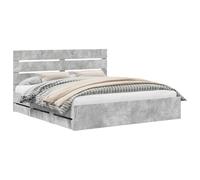 vidaXL Estructura de Cama Gris Concreto 180 x 200 cm Madera Ingenieril, Configuración de Dormitorio, diseño Moderno, Cama de Madera, Base laminada, Mueble Que Ahorra Espacio, Estilo Minimalista