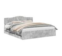 vidaXL Estructura de cama gris concreto 180x200 cm madera ingenieril con almacenaje integrado