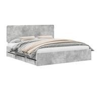 vidaXL Estructura de Cama Gris Concreto 200 x 200 cm Madera Ingenieril, Elegante Marco de Cama Rectangular, Mueble Moderno, Almacenamiento Funcional, Madera con cajones Ocultos