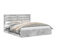 vidaXL Estructura de Cama Gris Concreto 200 x 200 cm Madera Ingenieril, Estructura de Cama Rectangular Moderna, con Almacenamiento Oculto y diseño Minimalista, fácil de armar
