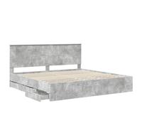 vidaXL Estructura de Cama Gris Concreto 200 x 200 cm Madera Ingenieril, Juego de Dormitorio Moderno, Estructura de Cama contemporánea, Muebles Elegantes, Soporte ergonómico del colchón