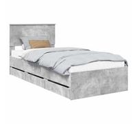 vidaXL Estructura de Cama Gris Concreto 90 x 190 cm Madera Ingenieril, Cama Moderna, diseño Minimalista, Mueble Rectangular, Pieza Funcional, Almacenamiento Oculto, solución para Dormir