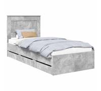 vidaXL Estructura de Cama Gris Concreto 90 x 190 cm Madera Ingenieril, Cama Rectangular Moderna, Muebles estilosos, Almacenamiento práctico, diseño Minimalista en Madera