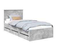 vidaXL Estructura de Cama Gris Concreto 90 x 200 cm Madera Ingenieril, Cama Moderna, Marco Rectangular, almacén Oculto, Simple, Muebles Interiores, decoración de Dormitorio, Estilo Minimalista