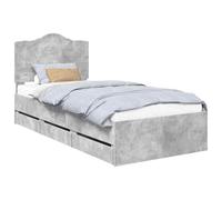 vidaXL Estructura de Cama Gris Concreto 90 x 200 cm Madera Ingenieril, Ideas de Muebles para Dormitorio, Rectangular, Moderno y Que Ahorra Espacio con un diseño contemporáneo, Minimalista y solucione